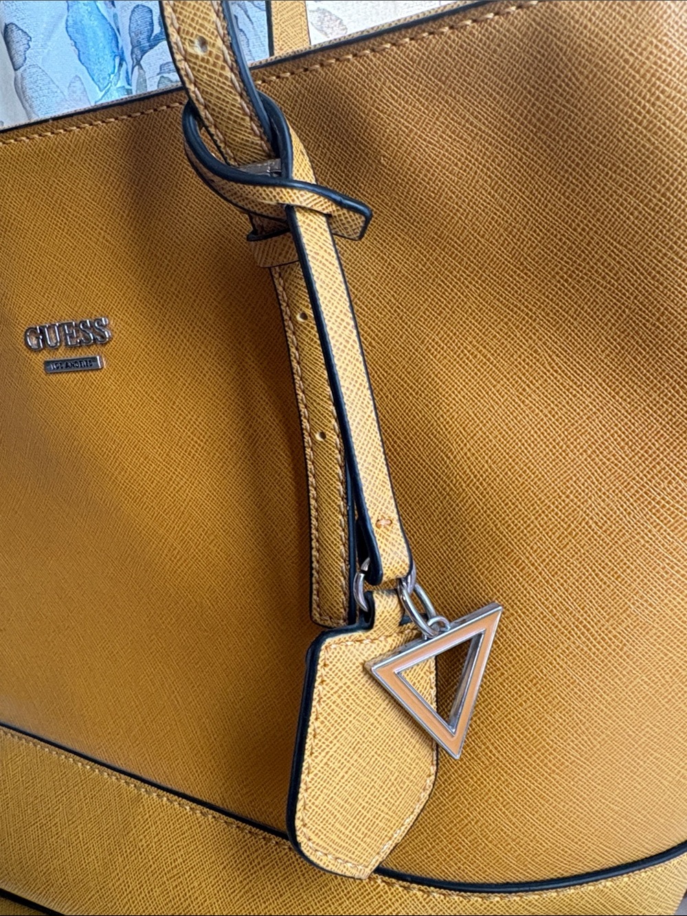 GUESS Mustard Tote with Logo Charm - Picture 2 of 8